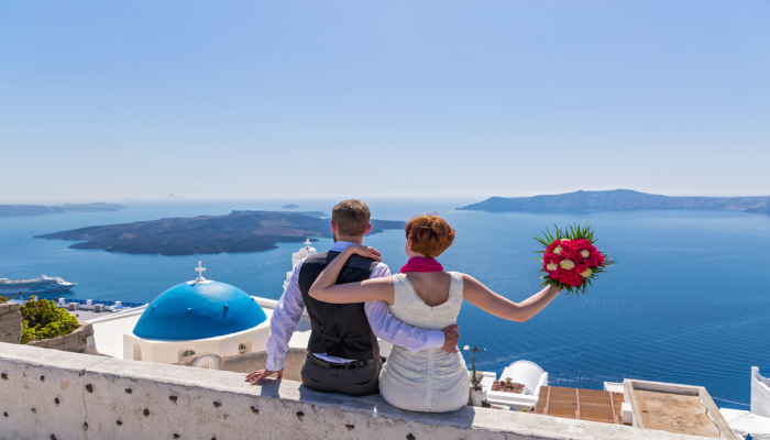 bride and groom in greece