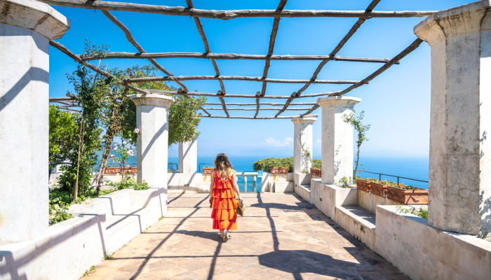 Young woman walking in Ravello